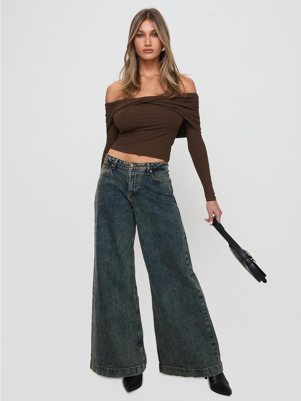 Princess Polly Ziggie Low Rise Baggy Jeans Antique Wash Size 4